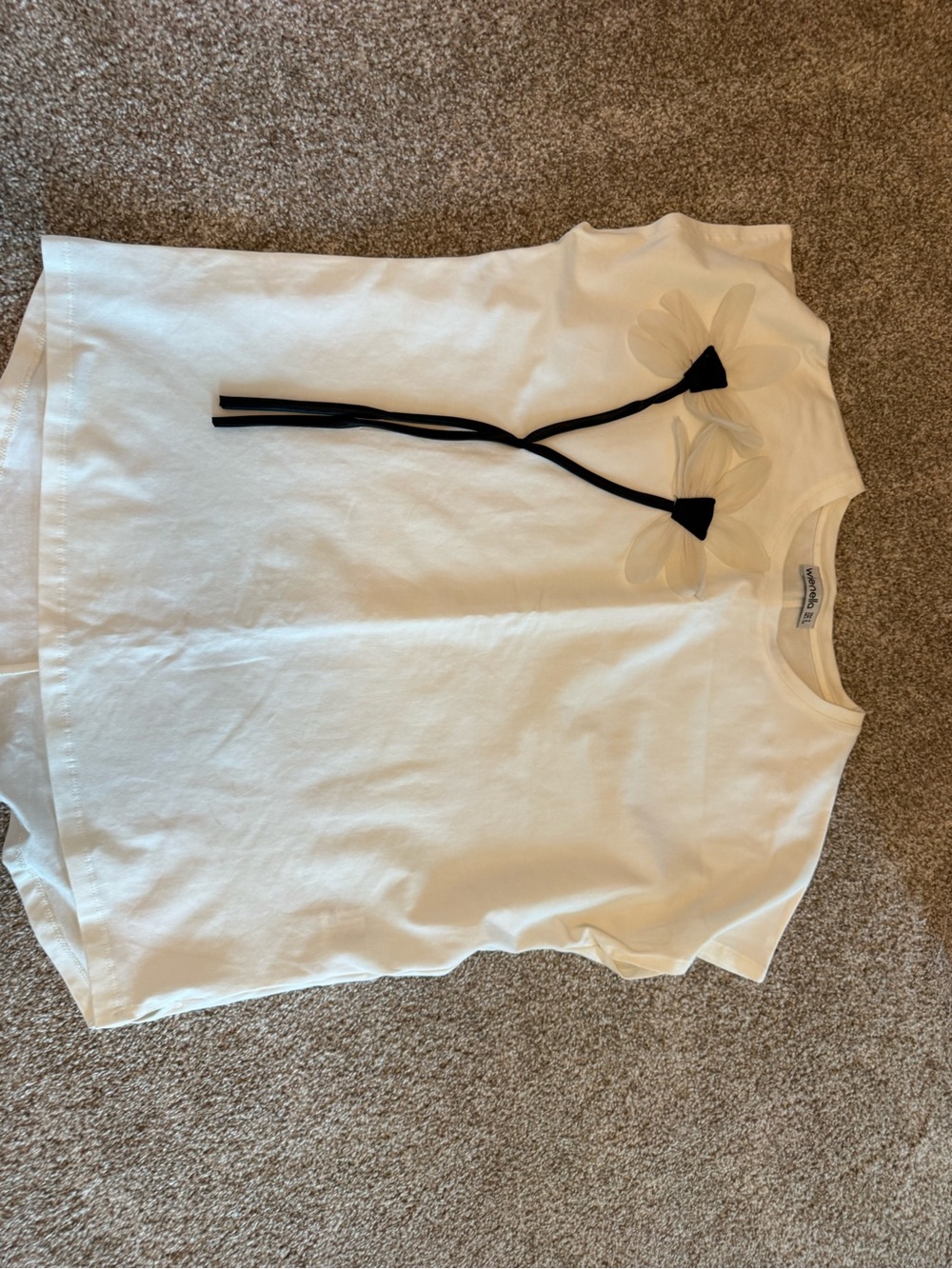 Gymboree White Short Sleeve Tee with Black Bow Detail